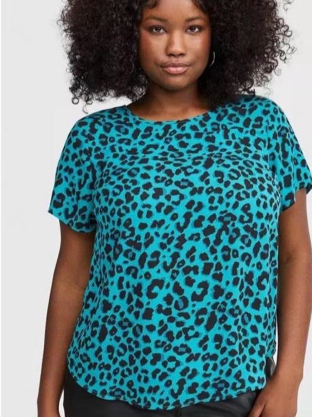 NWT TORRID TEAL & LEOPARD PRINT BLOUSE